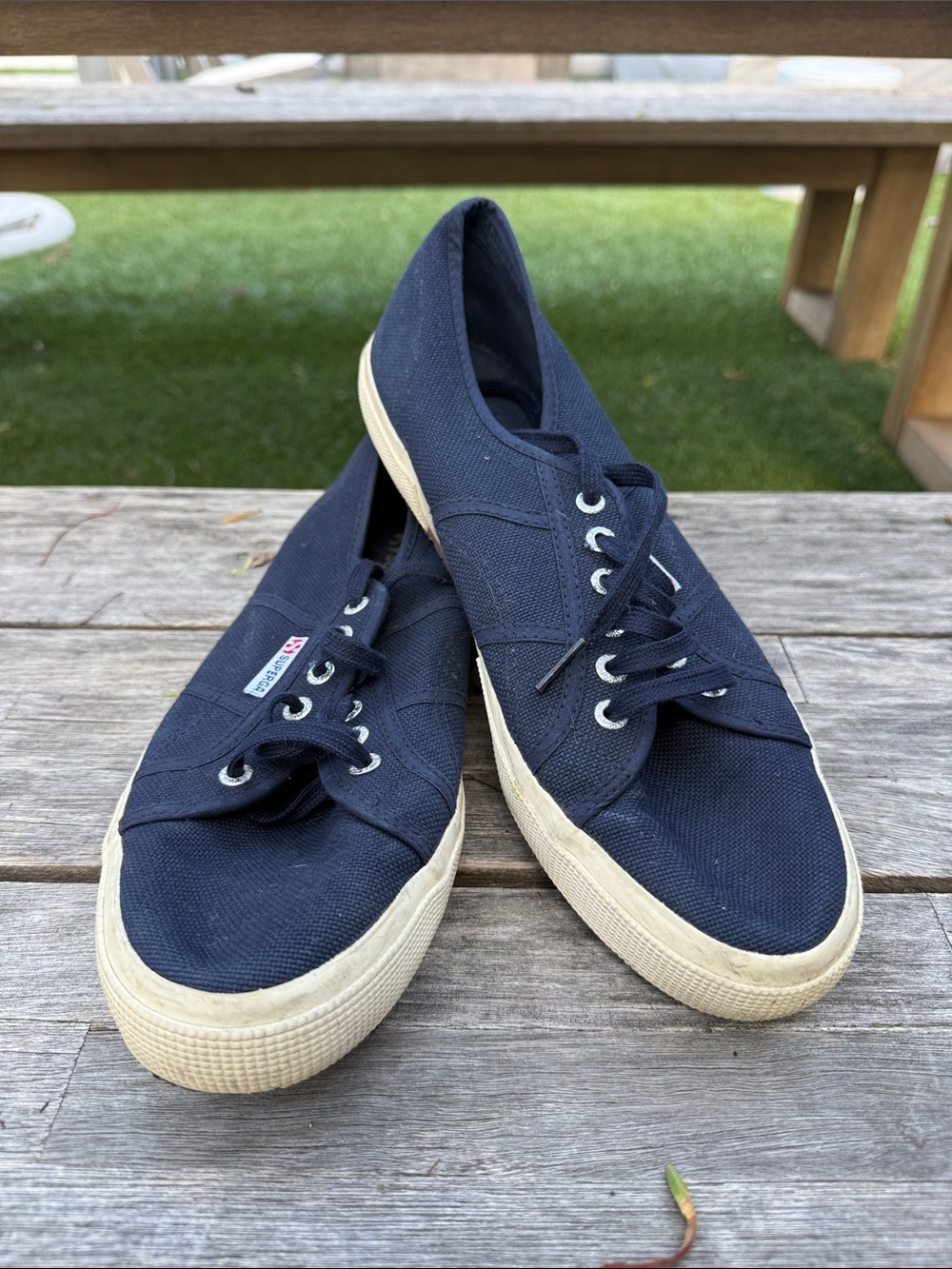 Superga Men's Navy Canvas Low-Top Sneakers with Cream Sole
